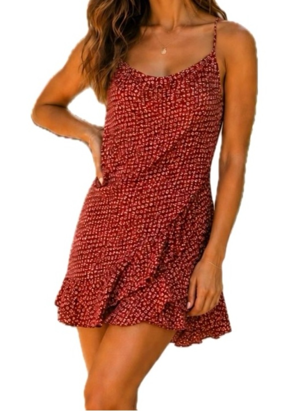 Skylar + Madison Romper. Ruffle. Brick red. Women's Size Small.
